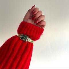 Elegant Touch Luxe Looks False Nails Coffin Medium Length - Red Velvet (Model Shot)