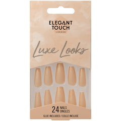 Elegant Touch Luxe Looks False Nails Squareletto Long Length - Peach Please