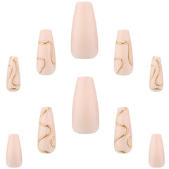 Elegant Touch Nail Icons False Nails Squareletto Long Length - Golden Goddess (Loose)