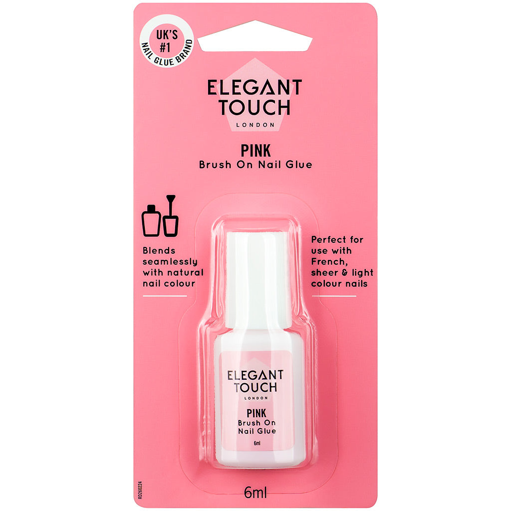 Elegant Touch Pink Brush On Nail Glue (6ml)