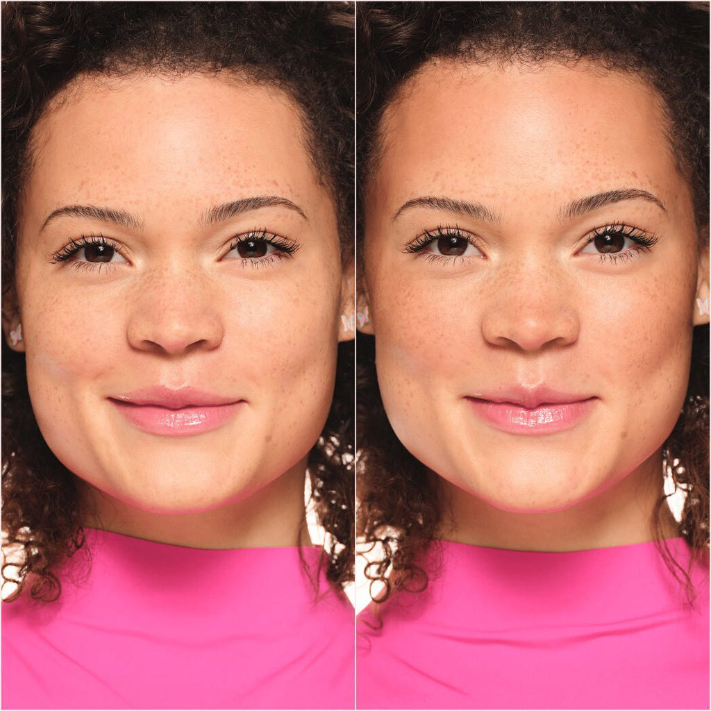 Essence Baby Got Bronze Shimmering Bronzer Stick (5.5g) - Model Shot 1 (Before & After) [20 Holiday Glow]