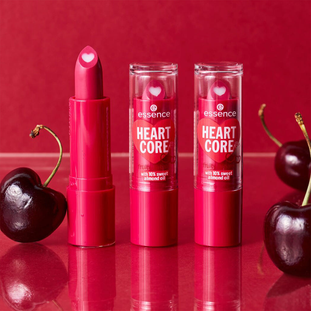 Essence Heart Core Fruity Lip Balm (3g) - Lifestyle Shot 2 [01 Crazy Cherry]
