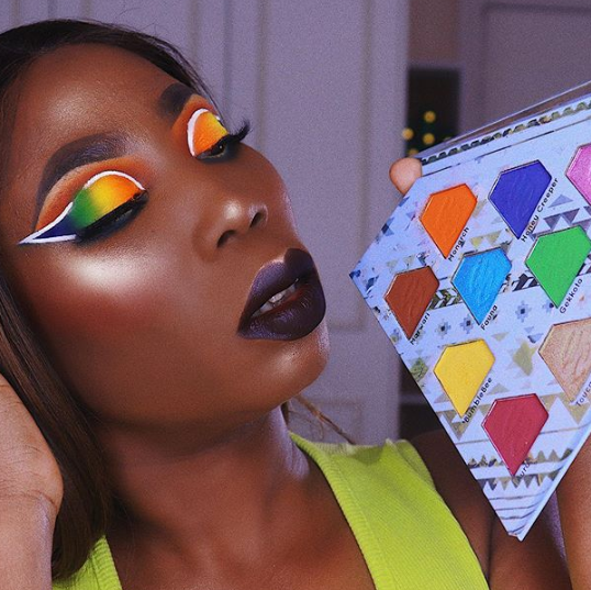 esther in rainbow makeup