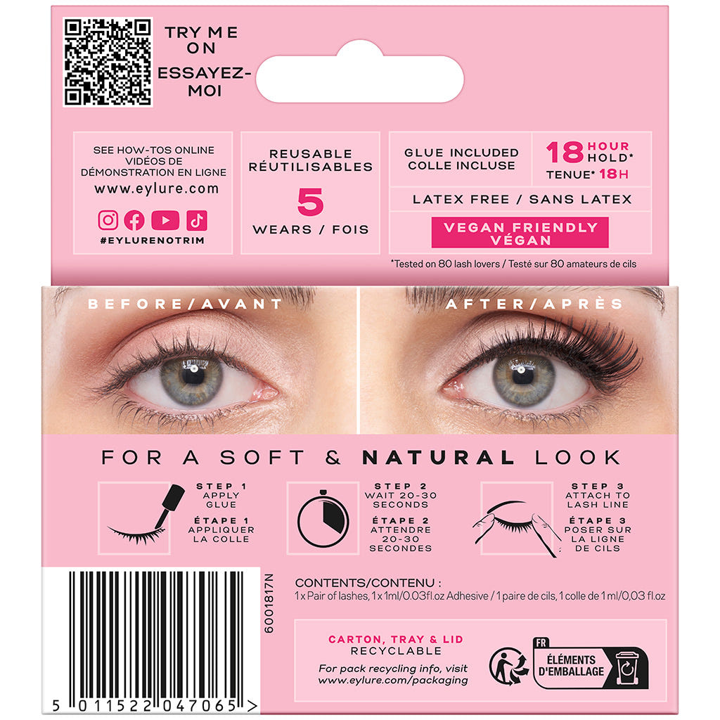 Eylure 3/4 Length Lashes 005 (Back of Packaging)