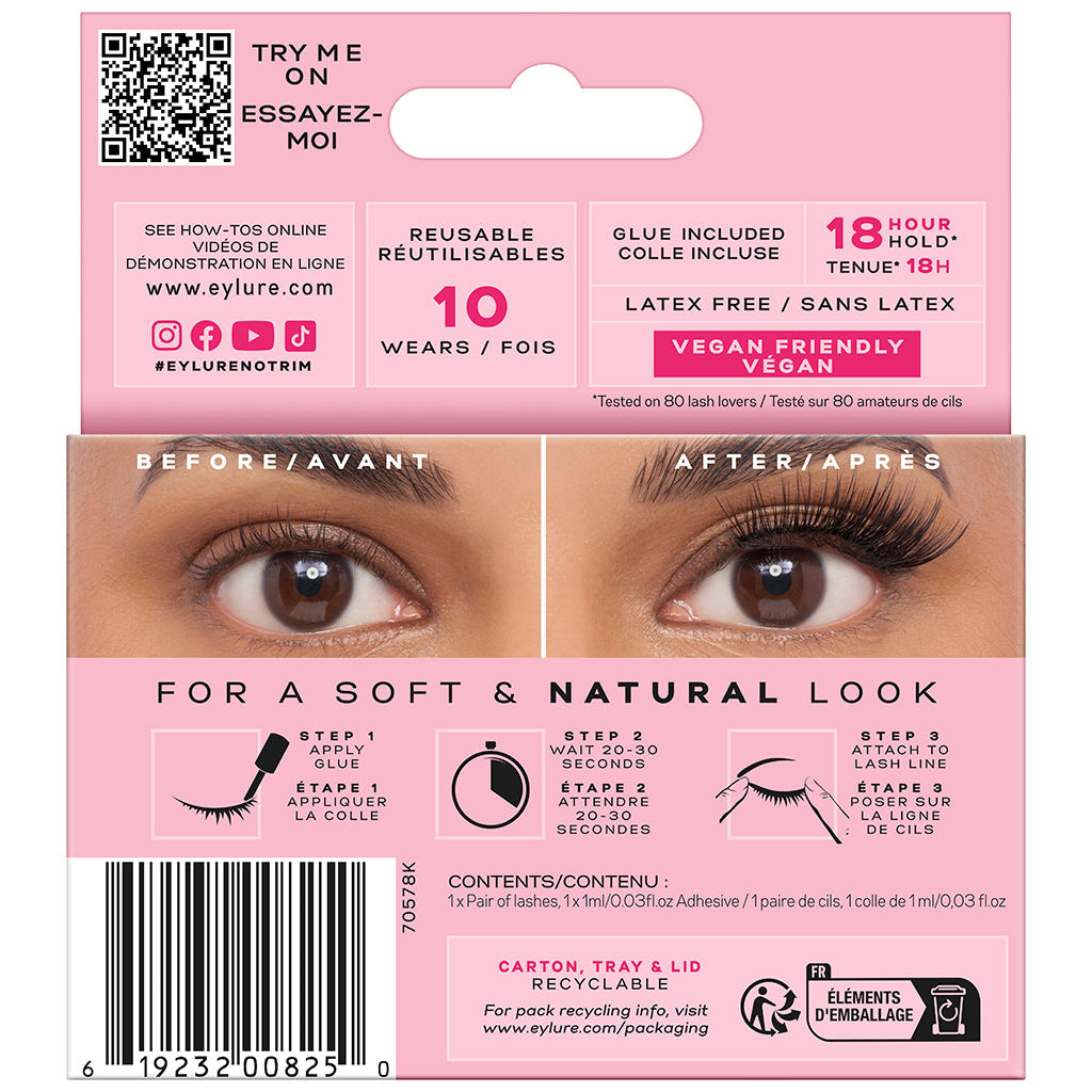 Eylure 3/4 Length Lashes - 018 (Back of Packaging)