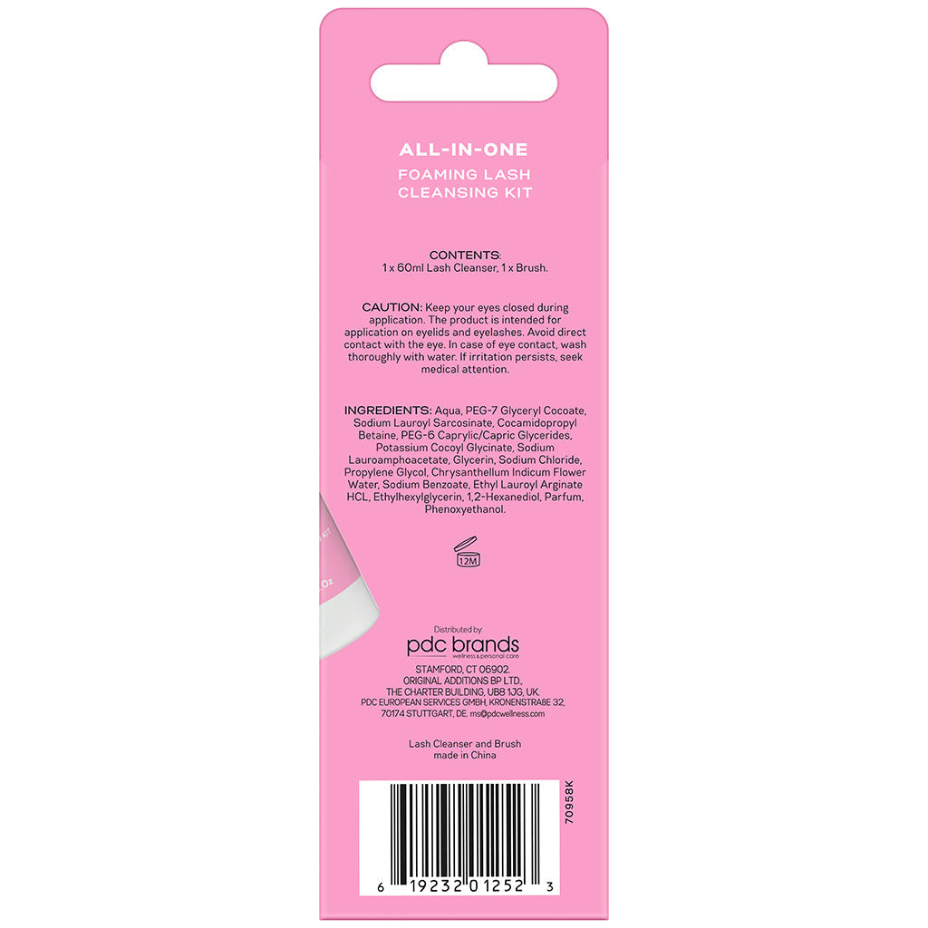 Eylure All-in-One Foaming Lash Cleansing Kit (60ml) - Back of Packaging