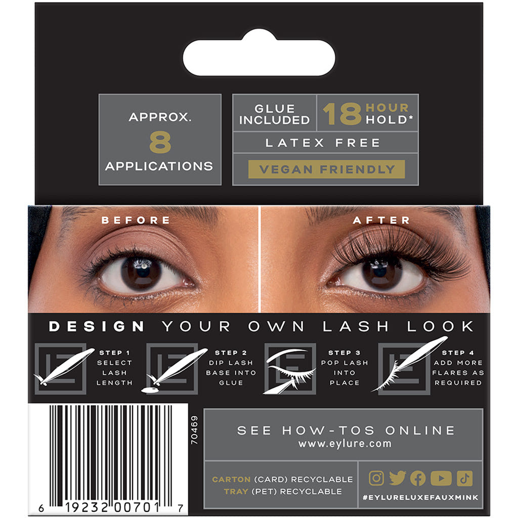 Eylure Luxe Faux Mink Individual Lashes (Back of Packaging)