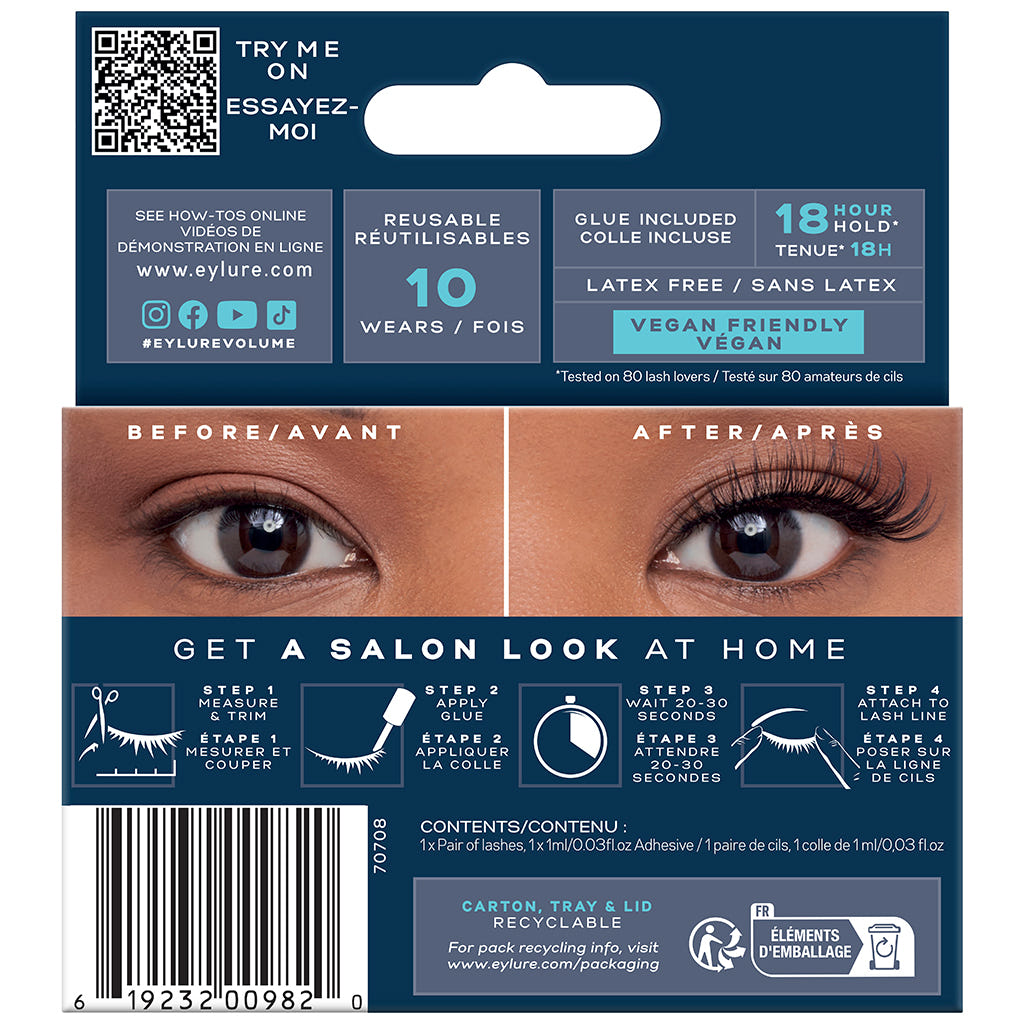 Eylure Volume & Curl Lashes - 135 (Back of Packaging)