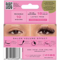 Eylure X Kyana Salon Extension Curl Lashes - Kiki Glamour (Back of Packaging)