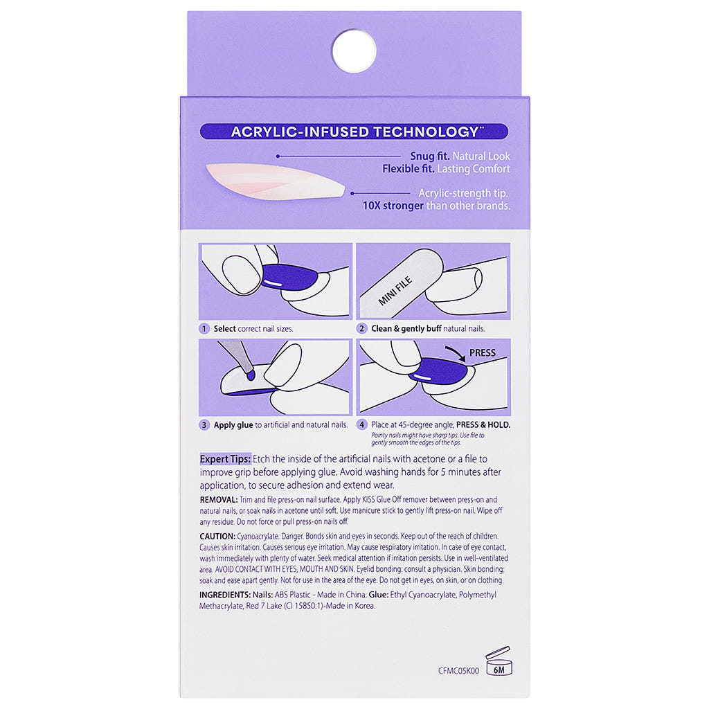 Kiss Core French False Nails - Full of Fun (Back)