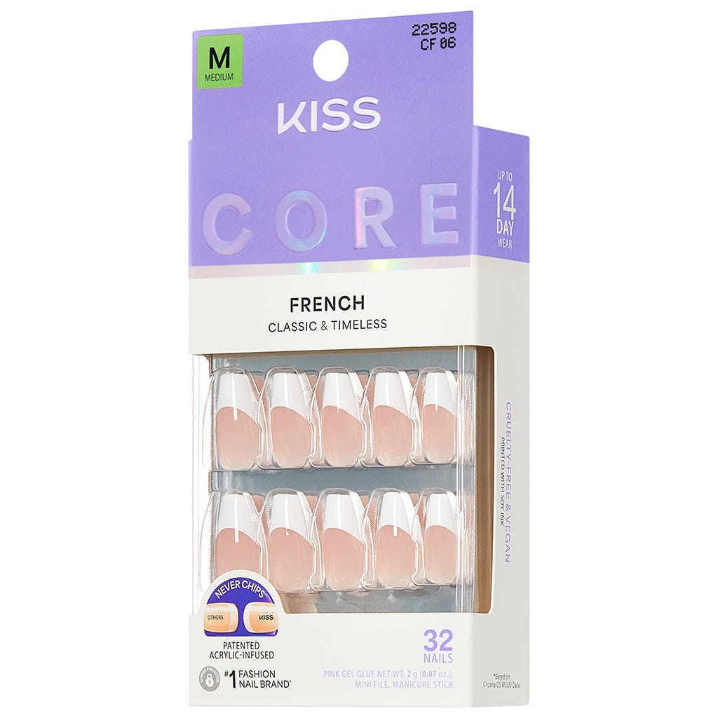 Kiss Core French False Nails - Reunion (Angled Shot 2)