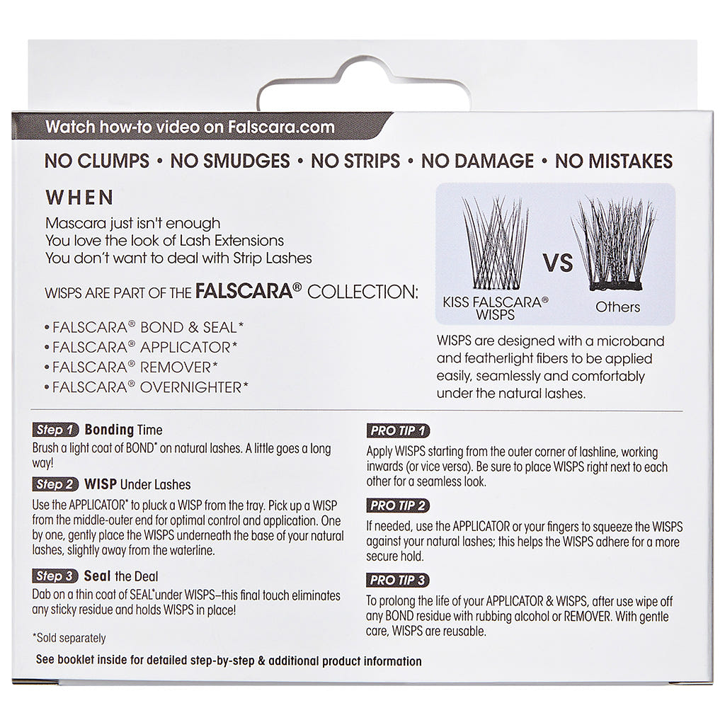 Kiss Falscara - Feathery & Wispy Clear Band Wisps (30 Pack) - Back of Packaging