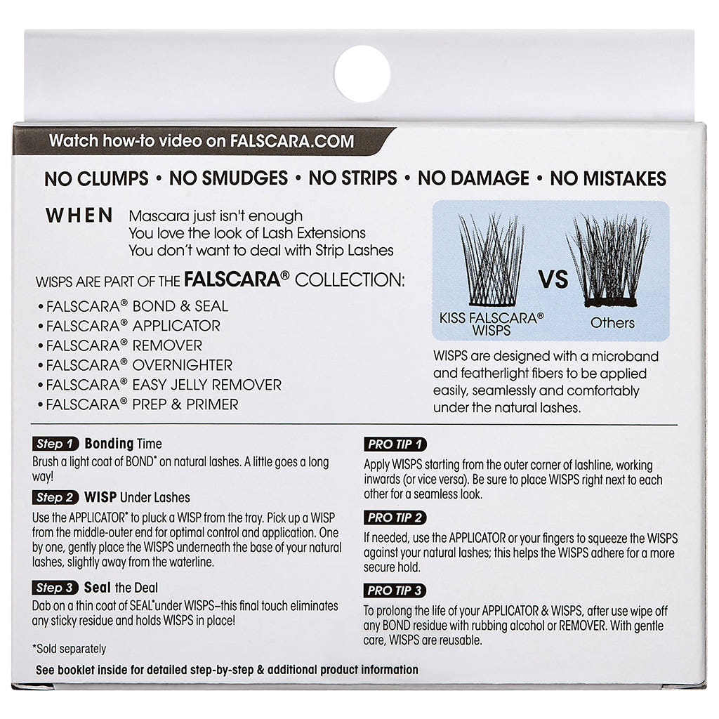 Kiss Falscara - Lengthening Wisps Multipack (30 Pack) - Back of Packaging