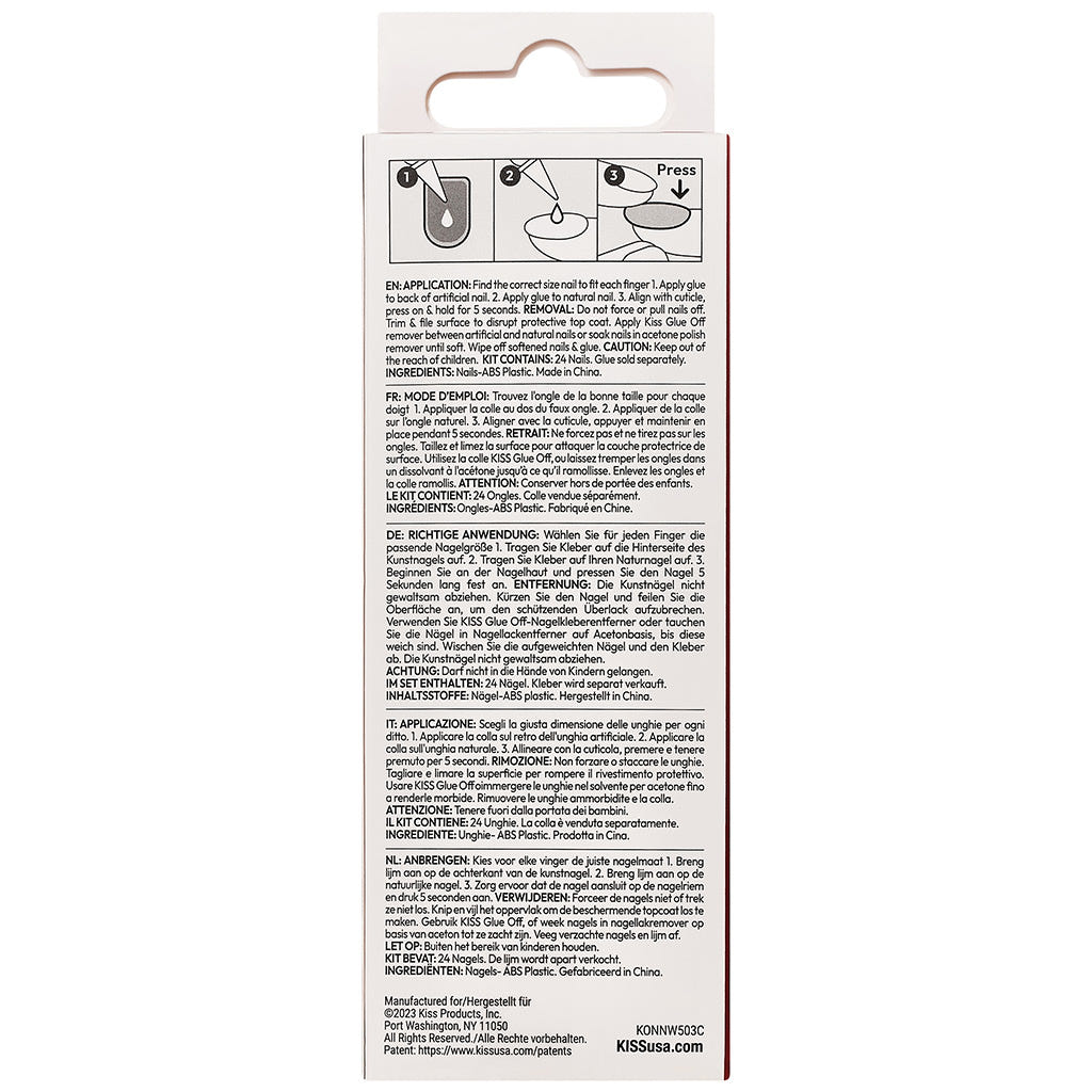 Kiss False Nails Acrylic Natural Nails - Born With It (Back of Packaging)