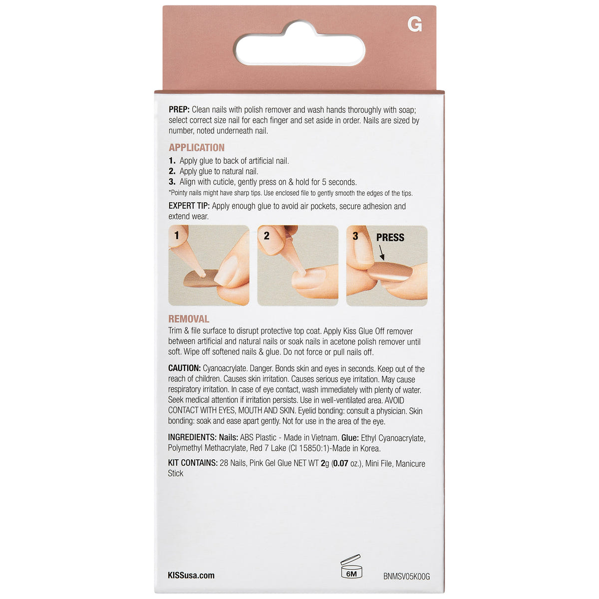Kiss False Nails Bare But Better - Embrace It (Back of Packaging)