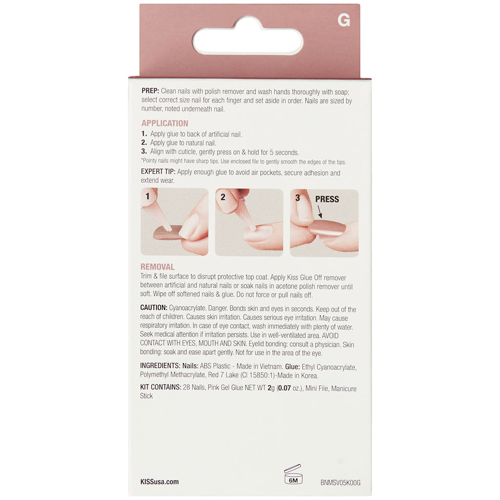 Kiss False Nails Bare But Better - Fairest Nude (Back of Packaging)