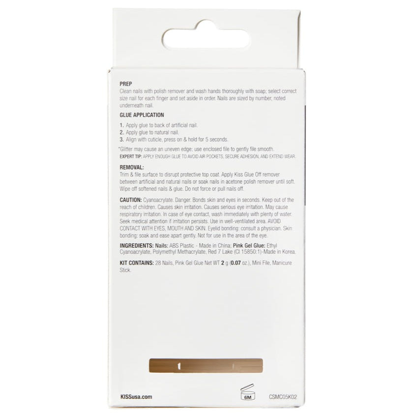 Kiss False Nails Classy Nails - Dashing (Back of Packaging)