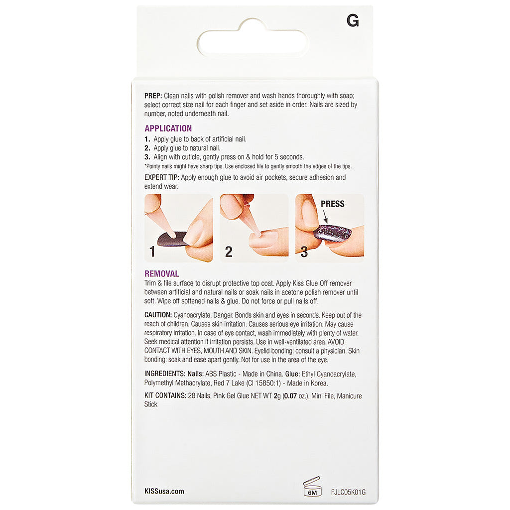 Kiss False Nails Gel Fantasy Jelly Nails - Be Jelly (Back of Packaging)