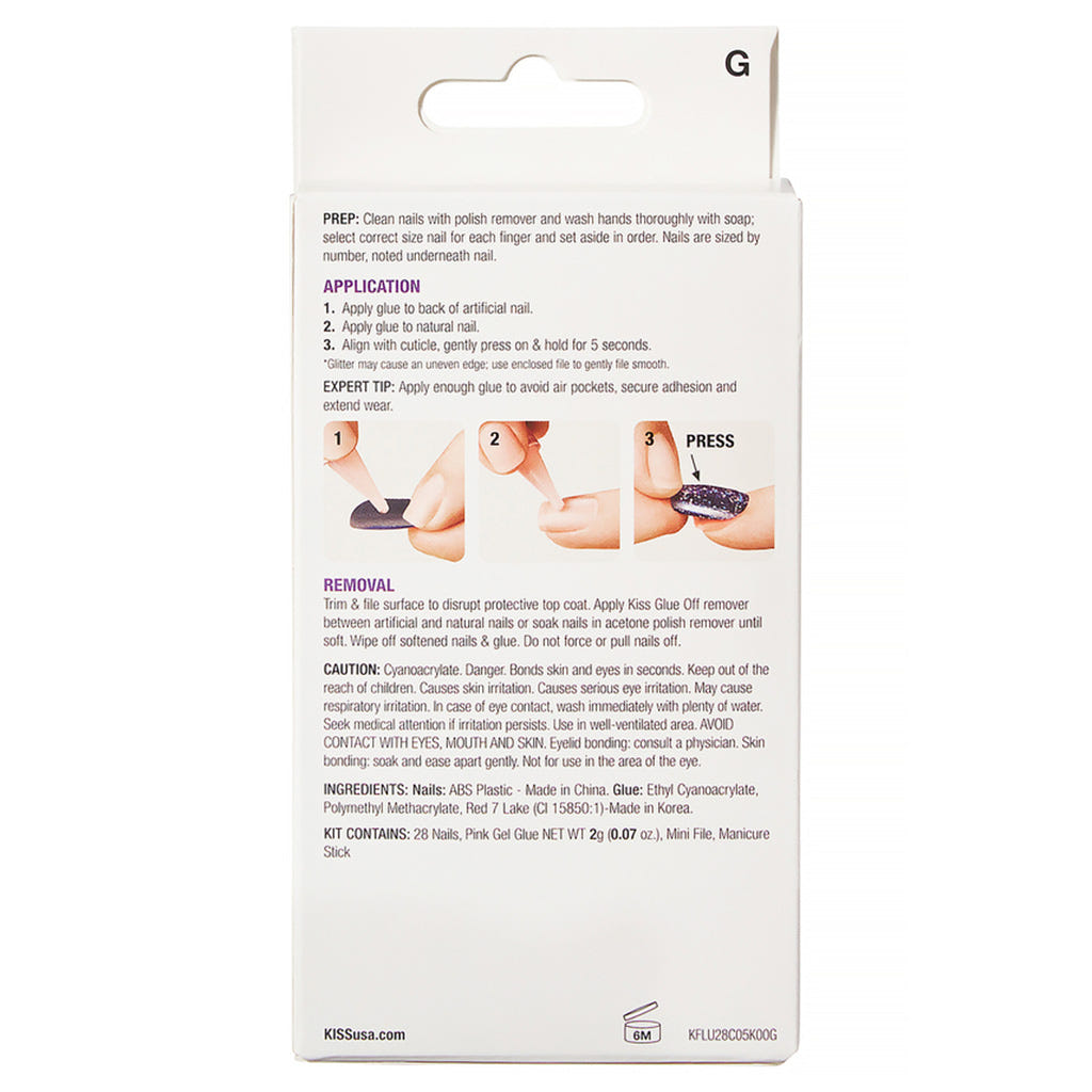 Kiss False Nails Gel Fantasy Nails - Rainbow Rings (Back of Packaging)