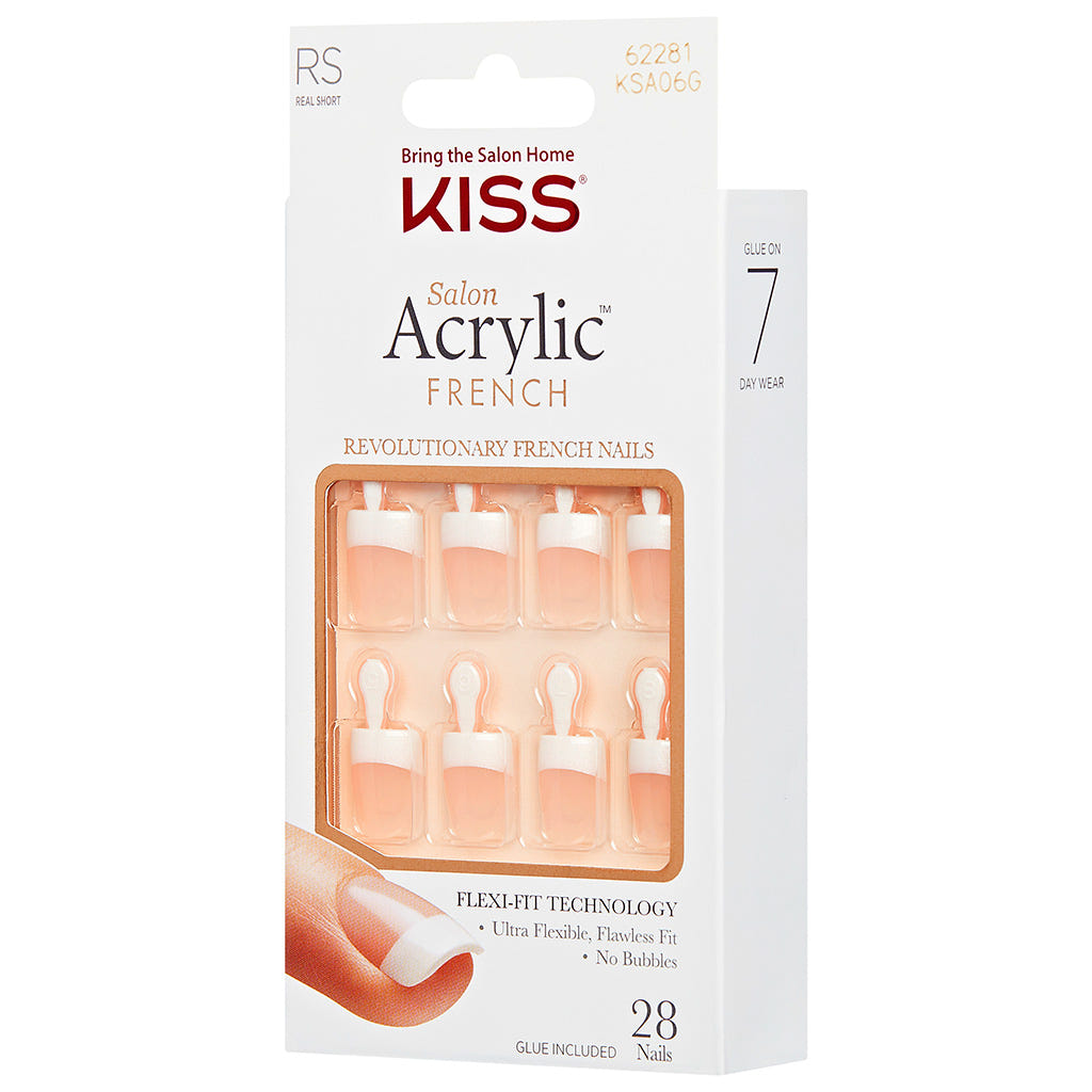 Kiss False Nails Salon Acrylic French Nails - Pet Peeve (Angled Shot 2)