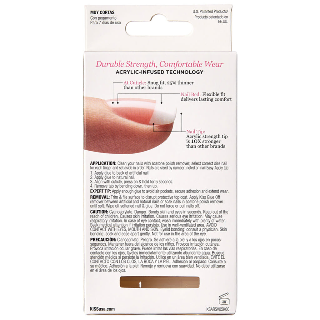 Kiss False Nails Salon Acrylic French Nails - Power Play (Back of Packaging)