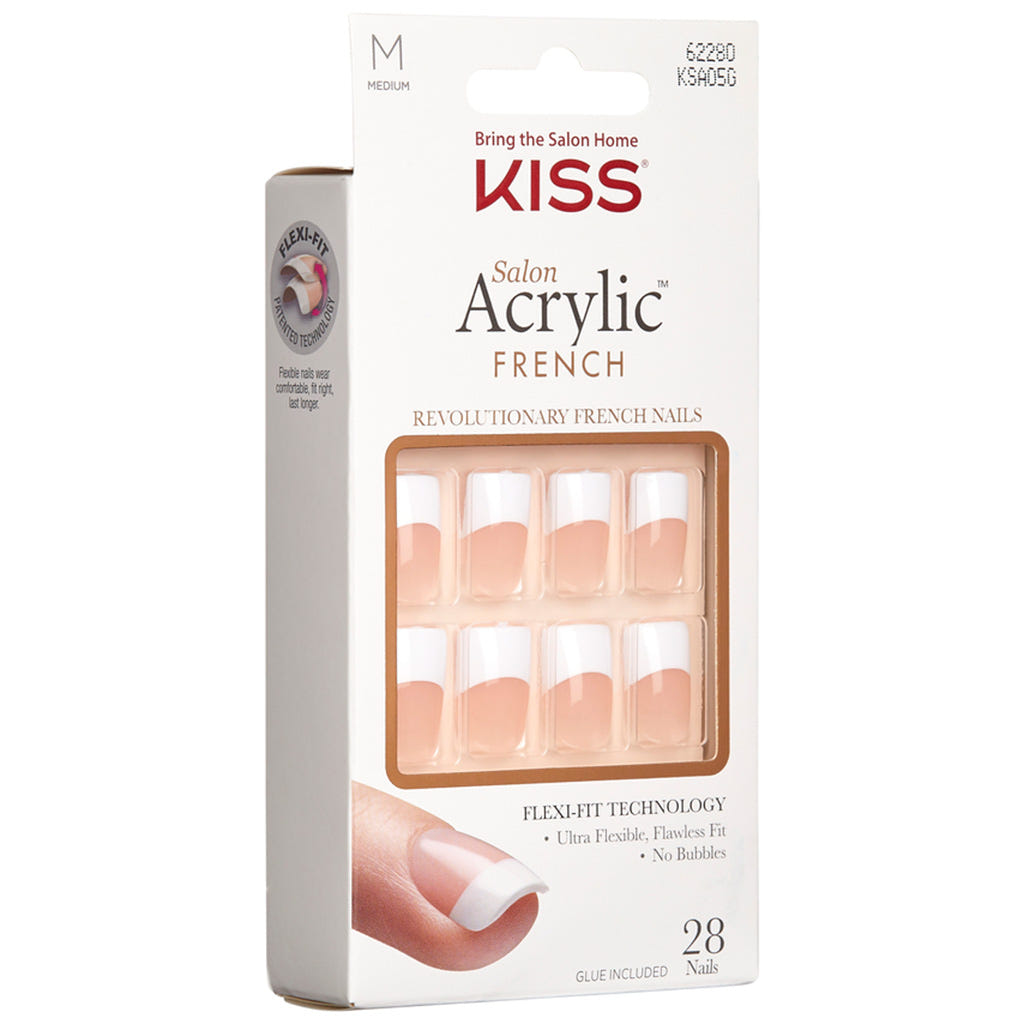 Kiss False Nails Salon Acrylic French Nails - Simple Life (Angled Packaging 1)