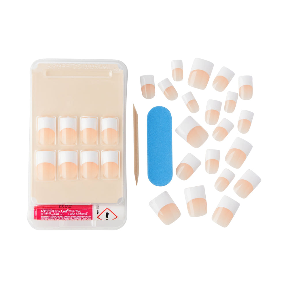 Kiss False Nails Salon Acrylic French Nails - Simple Life (Components)