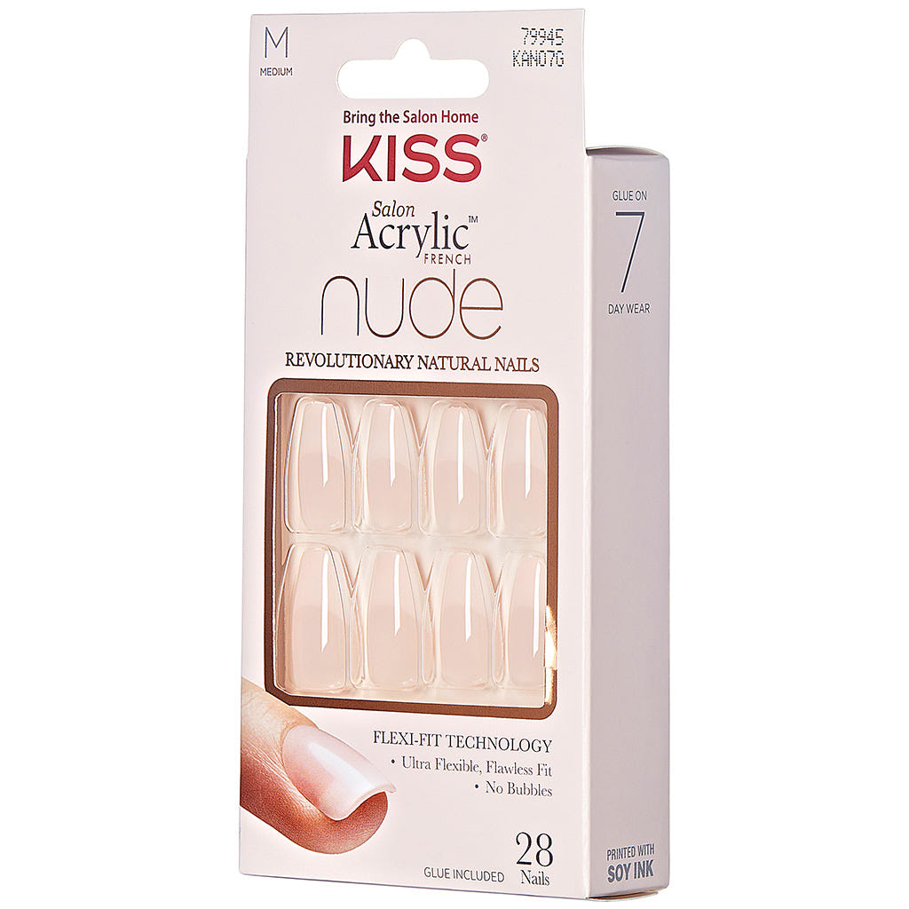 Kiss False Nails Salon Acrylic Nude French Nails - Leilani (Angled Packaging Shot 2)