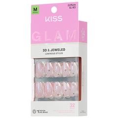 Kiss Glam 3D & Jewelled False Nails - Breeze of Bliss (Angled Shot 2)