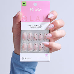 Kiss Glam 3D & Jewelled False Nails - Breeze of Bliss (Model Shot 3)