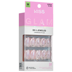 Kiss Glam 3D & Jewelled False Nails - Breeze of Bliss (Angled Shot 1)