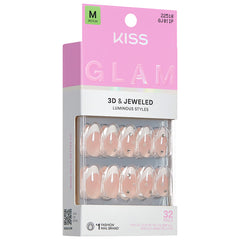 Kiss Glam 3D & Jewelled False Nails - Serendipity Awaits (Angled Shot 1)