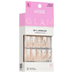 Kiss Glam 3D & Jewelled False Nails - Wrapped in Beauty (Angled Shot 1)