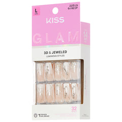 Kiss Glam 3D & Jewelled False Nails - Wrapped in Beauty (Angled Shot 2)
