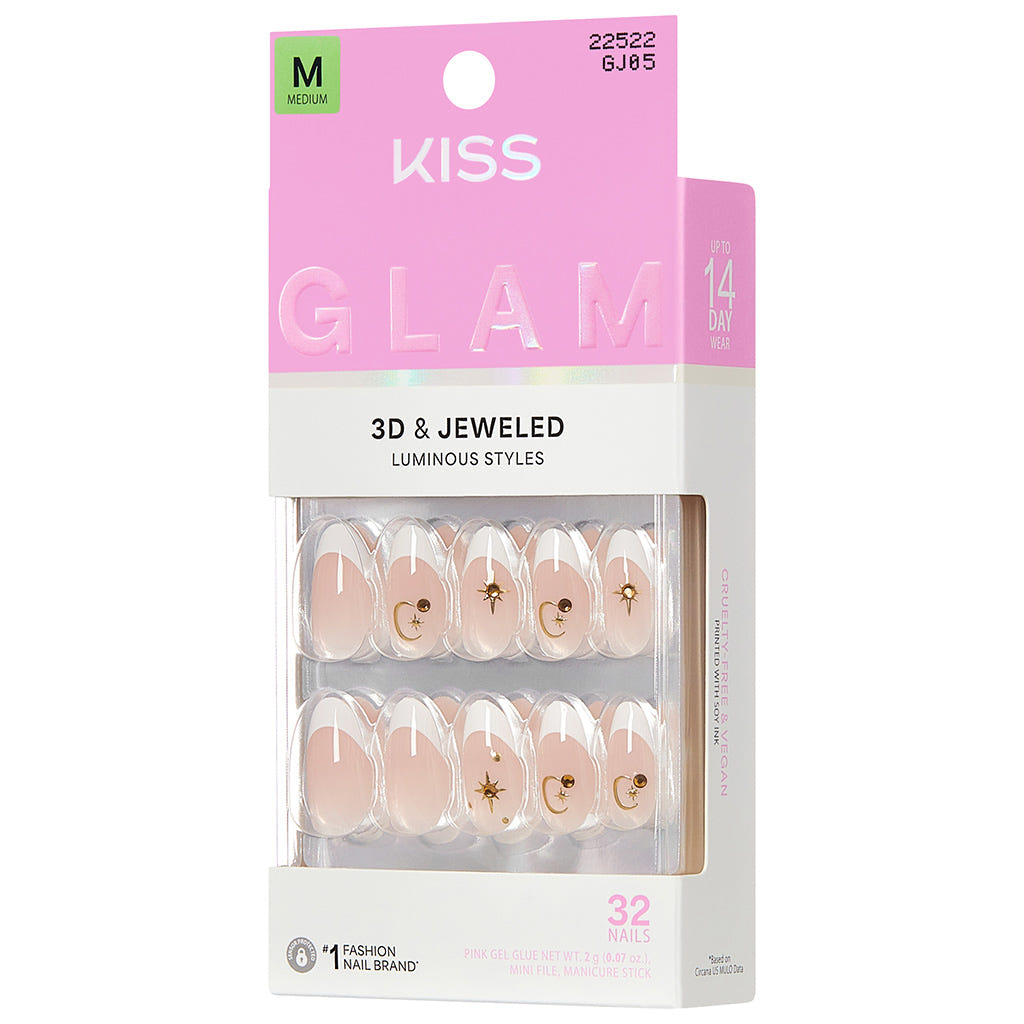 Kiss Glam 3D & Jewelled False Nails - Zephyr (Angled Shot 2)