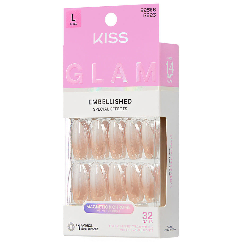 Kiss Glam Embellished False Nails - Day n Night (Angled Shot 2)