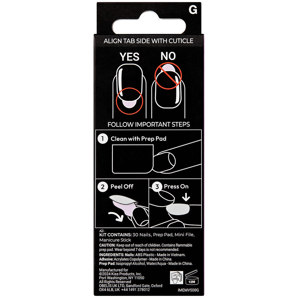 Kiss imPRESS Premium Press-On False Nails - Best Life (Back of Packaging)