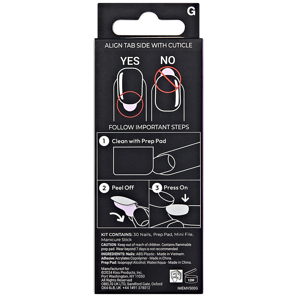 Kiss imPRESS Premium Press-On False Nails - Memory Lane (Back of Packaging)