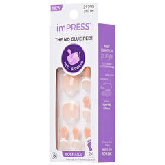 Kiss ImPRESS Press-On False Nails Toe Nails - Blanc Chic (Angled Shot 2)