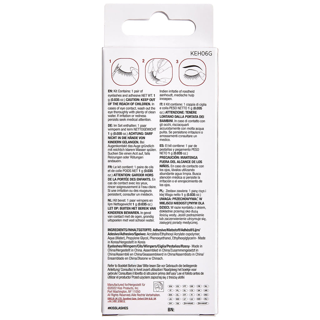 Kiss Mink Effect Lashes - Glamorous (Back of Packaging)