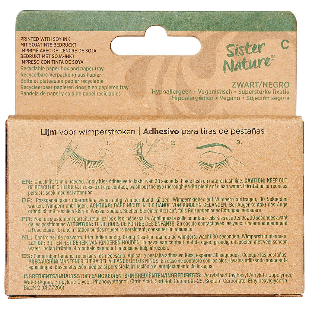Kiss Sister Nature Strip Lash Adhesive Black (4.1g) - Back of Packaging