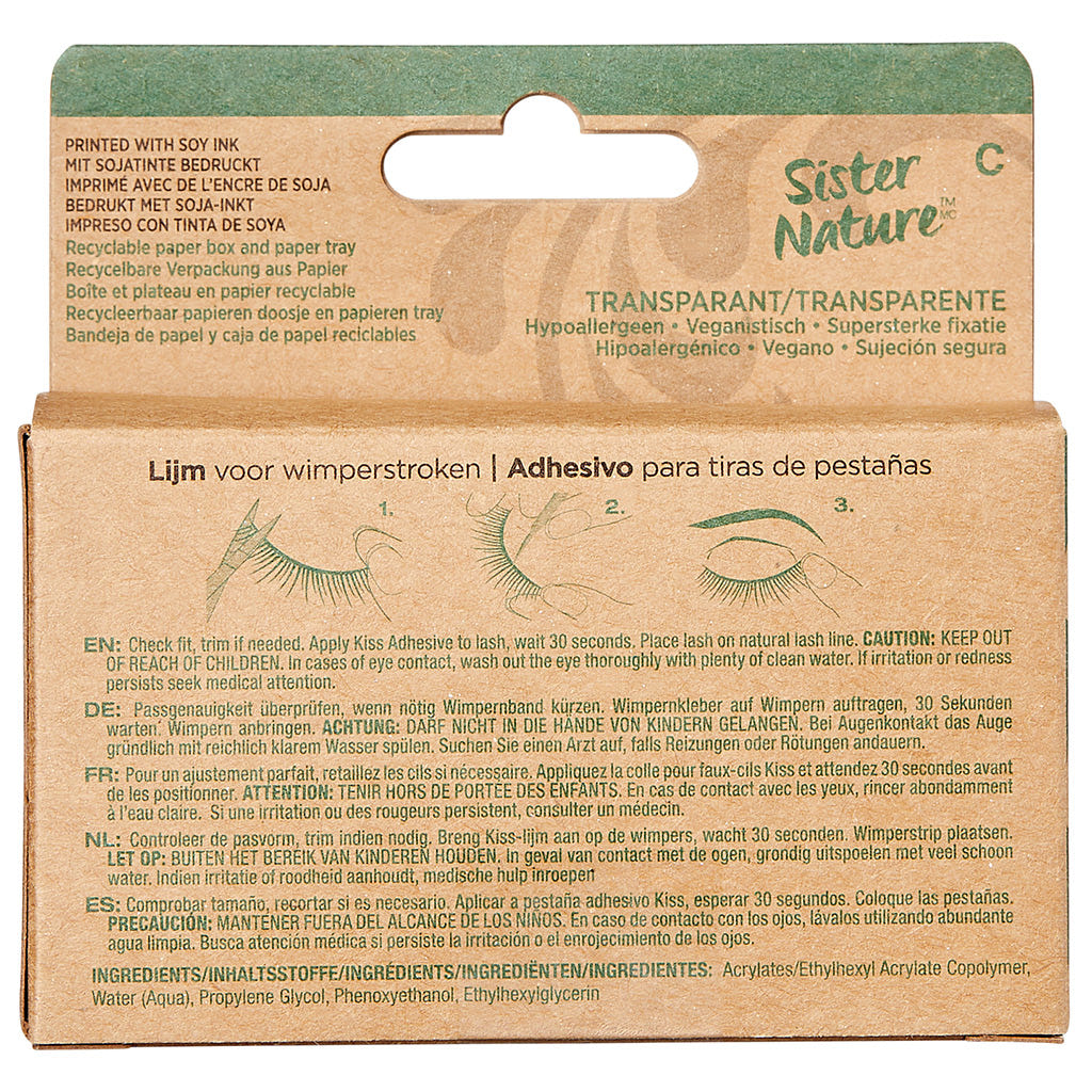 Kiss Sister Nature Strip Lash Adhesive Clear (4.1g) - Back of Packaging