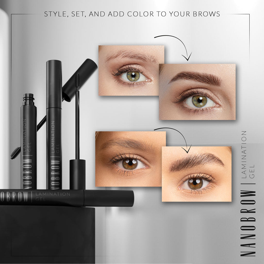 Nanobrow Lamination Gel - Transparent (7ml) - Model Shot (Before & After)