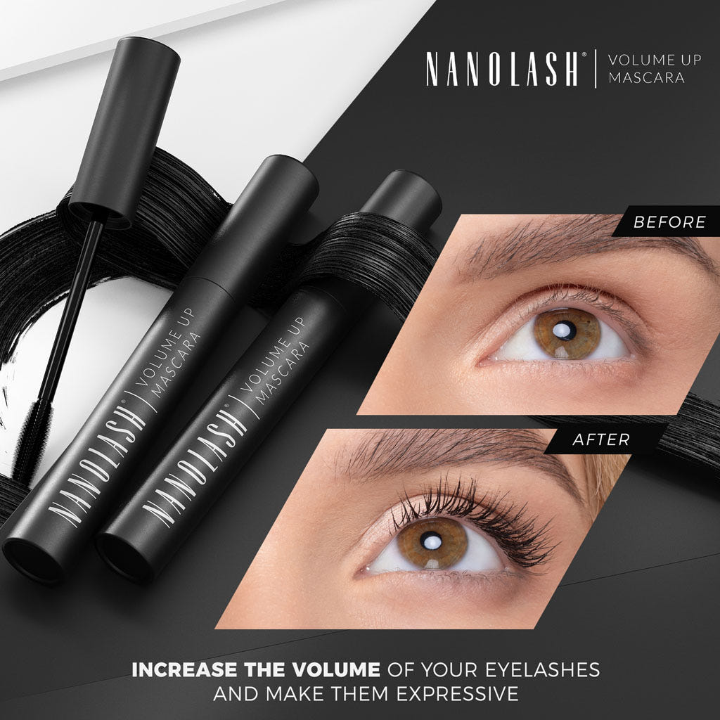 Nanolash Volume Up Mascara (10ml) - Model Shot (Before & After)