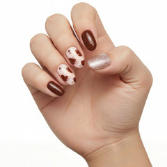Pinky Goat Nails Pre-Glued Tips - Brown Luxe (Model Shot)