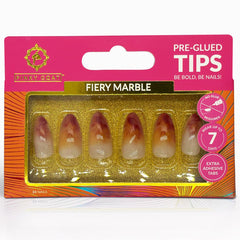 Pinky Goat Nails Pre-Glued Tips - Fiery Marble
