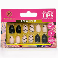 Pinky Goat Nails Pre-Glued Tips - Polka Heart