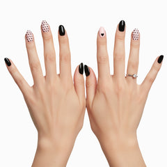 Pinky Goat Nails Pre-Glued Tips - Polka Heart (Model Shot)