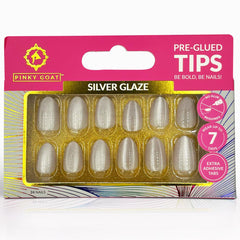 Pinky Goat Nails Pre-Glued Tips - Silver Glaze