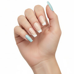 Pinky Goat Nails Pre-Glued Tips - Sky Fade (Model Shot)